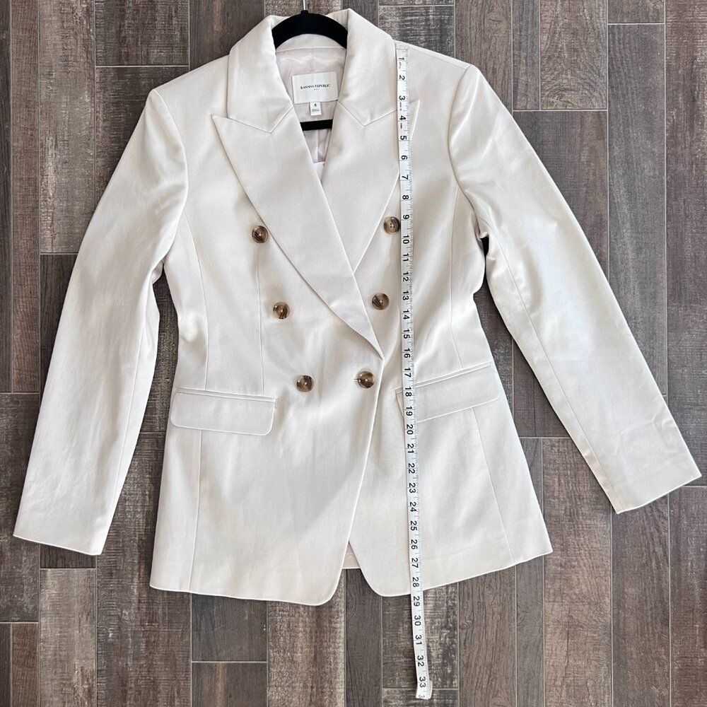 NWT Banana Republic Women's Stretch-Cotton Icon Blazer Cream 4 - Picture 10 of 11